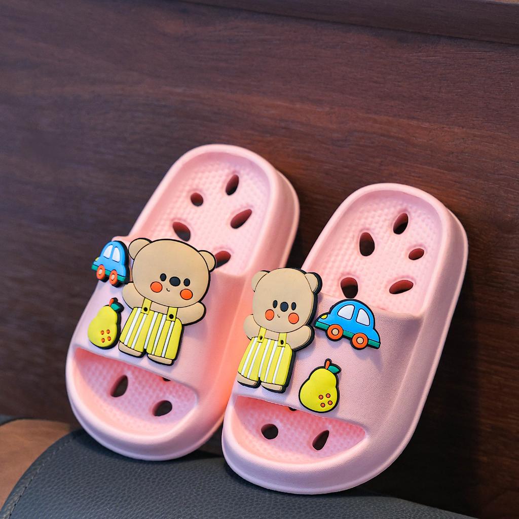 Kids Summer Bathroom Slippers Non Slip Quick Dry Hollow Out Indoor Home Bath Sandals For Boys Girls Toddler