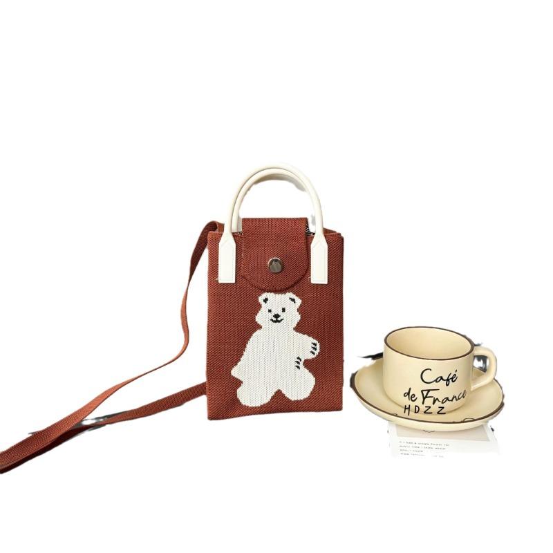 Ns Mobile Phone Bag Cartoon Cute Niche Design Knitted Bag Versatile Messenger Shoulder Bag Change Bag Cute Style