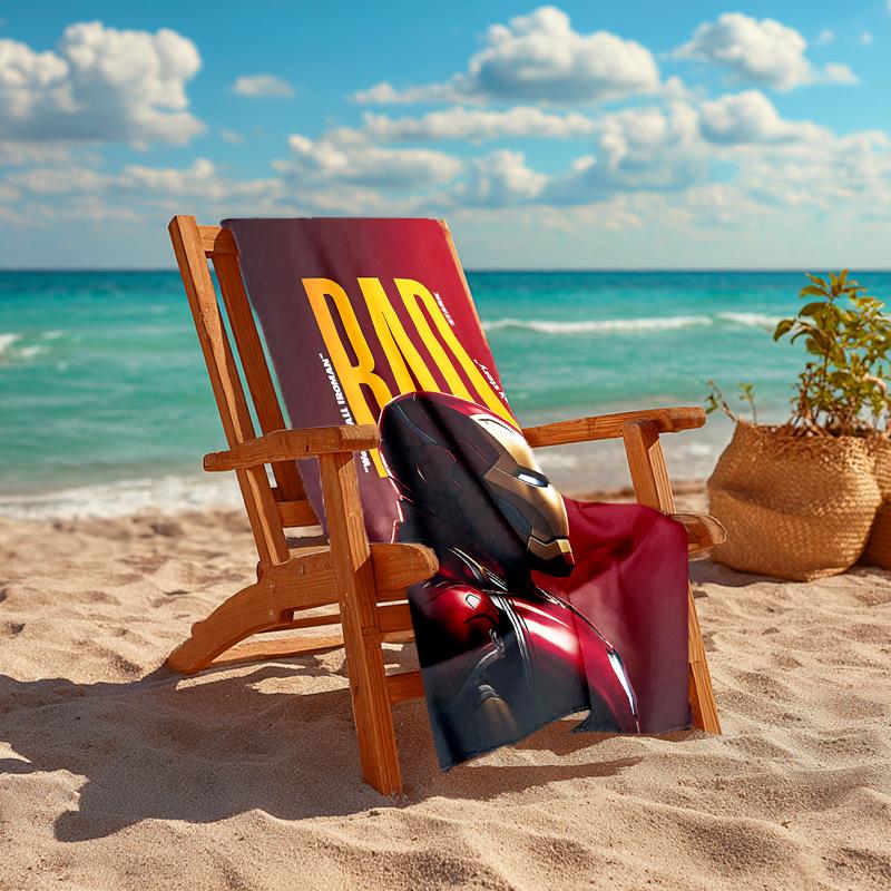 1Pc Iron Man Bad Core Beach Towel, Quick Dry, Multi-Use for Beach Pool Gym Yoga Home Travel, Christmas, Halloween, Xmas Gift M929301