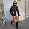 VAYLA Lässige Chic Schwarze Lederjacken Damen Langarm Knöpfe Elastische Übergroße Mäntel Mode Herbst Streetwear Mäntel