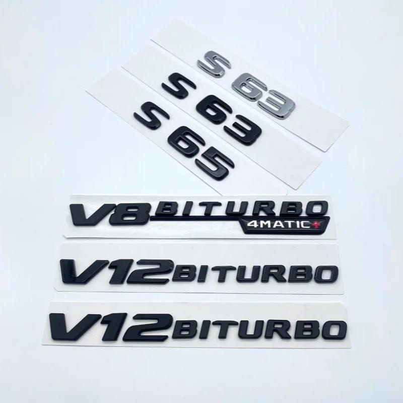 RSU1 3D Letters S63 S65 V12 Biturbo V8Biturbo 4matic+ ABS Emblem for Mercedes Benz W222 W223 Car Fender Trunk Logo Sticker