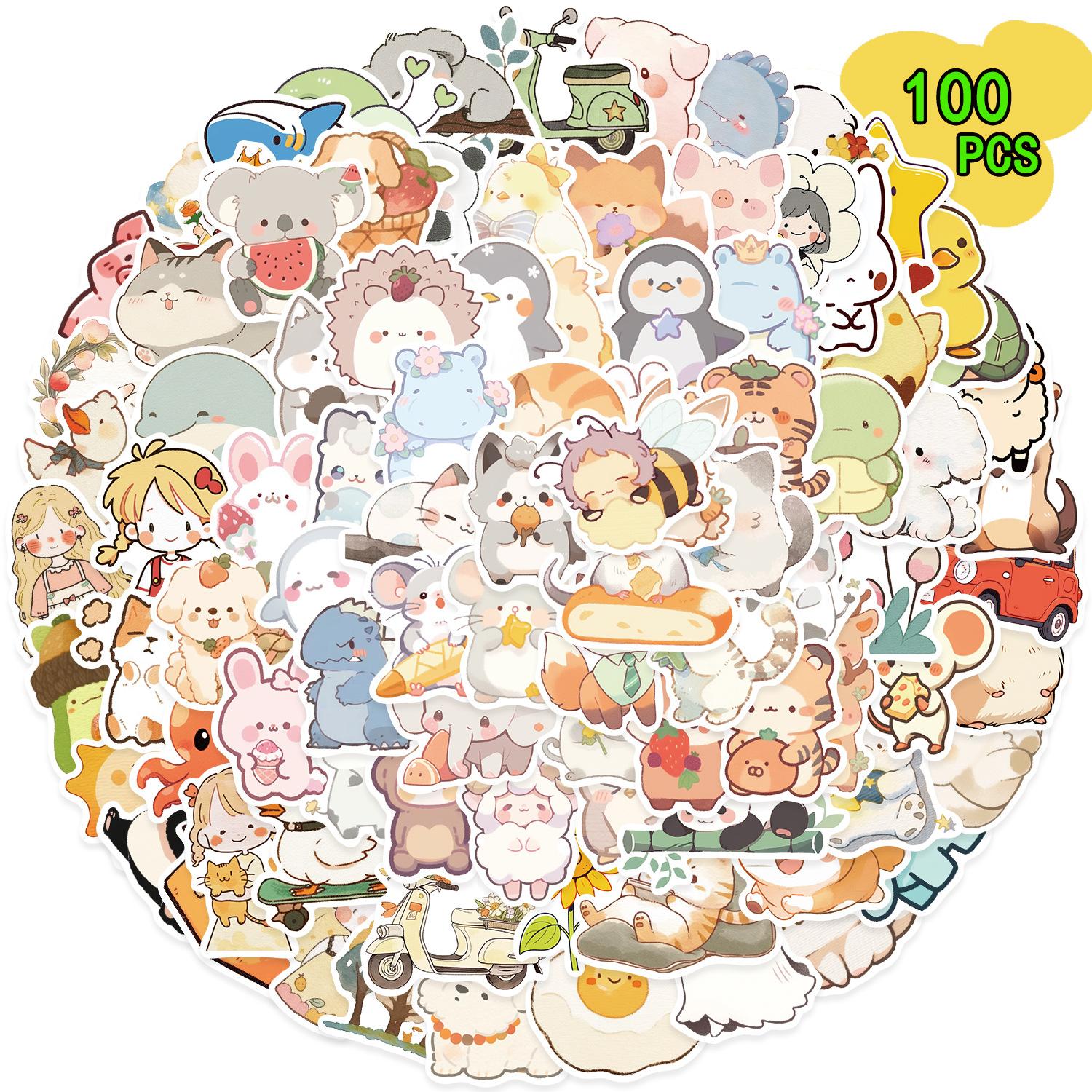 

100 Милых Граффити Наклеек с Чернилами и Животными Украсьте Гитарный Ноутбук Чемодан DIY Водонепроницаемые