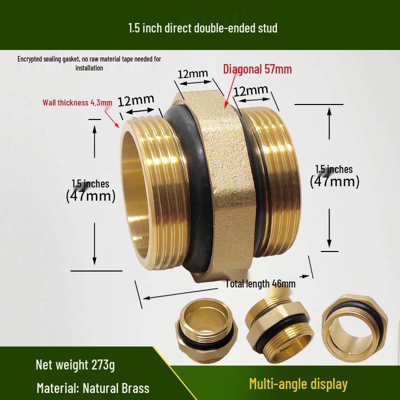 Copper Union with Inner/Outer Threads, Double Inner Thread Water Heater Connector Tee/Elbow Nipple, 46mm & 1" Thread, Different Diameters.