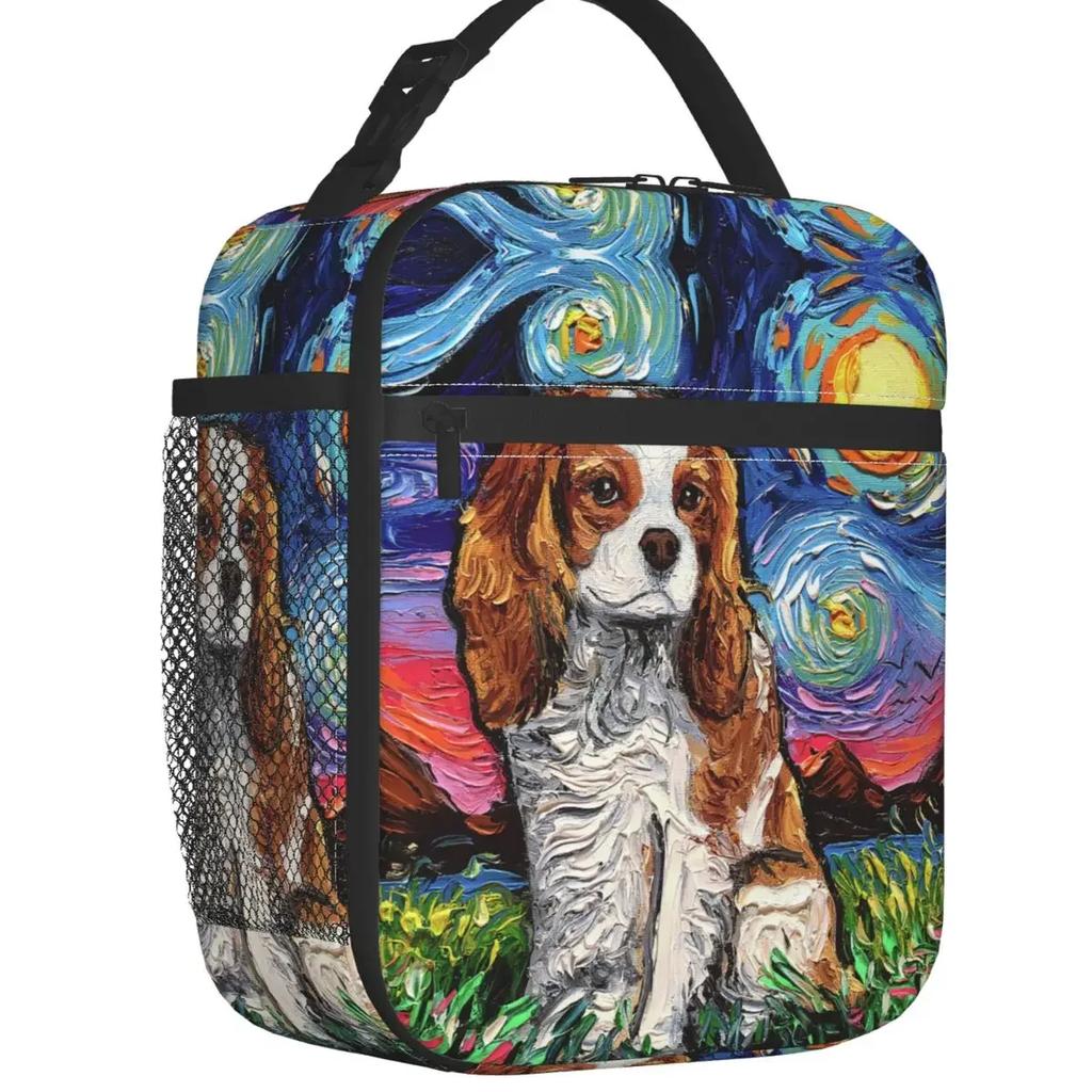 Night Saint Bernard Dog Lunch Bag Women Cooler Thermal Insulated Lunch Box for Kids School Children