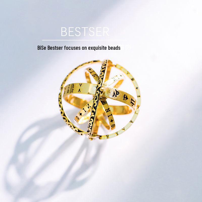 

Кольцо «Немецкая ретро-астрономическая сфера»: Трансформирующий, креативный дизайн для пар Size 12 золотой