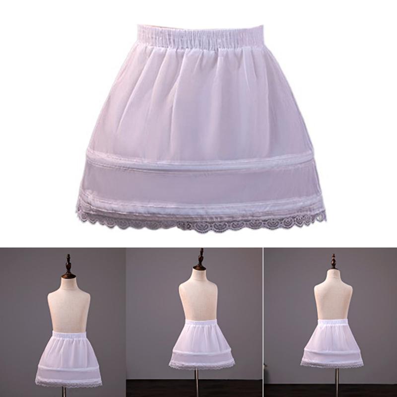 Girls' 2 Hoops Petticoat Half Slips Flower Girls Crinoline 11.8 Inch Short Skirts Lace Hem for Ball Gowns 1-9 Year Old