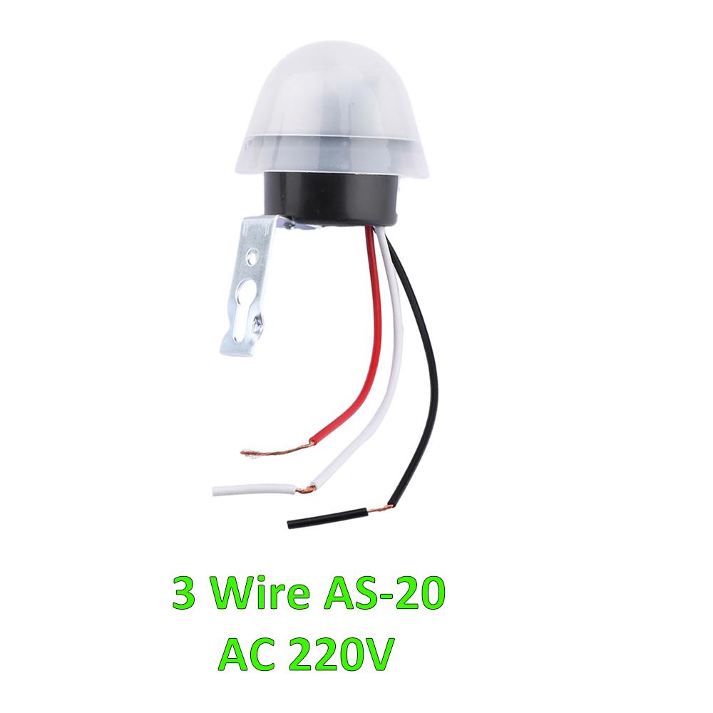 AS-20 Automatic On Off Photocell Street Light Switch AC/DC 12V 10A Photo Control Photoswitch Sensor Switch 4 Wire Adjustable