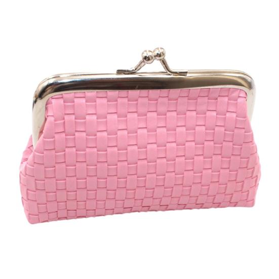 Chinese Stijl Portemonneetje, met Kussensluiting Ontwerp, PU Bubbel Weefpatroon Compact Portemonneetje voor Munten Kaarten Bankbiljetten