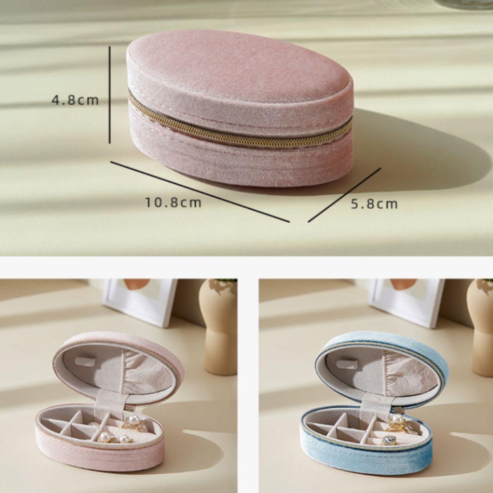Ellipse Reise Schmuckkoffer Tragbare Schmuck Organizer Tasche Halskette Ring Ohrringe für Frauen