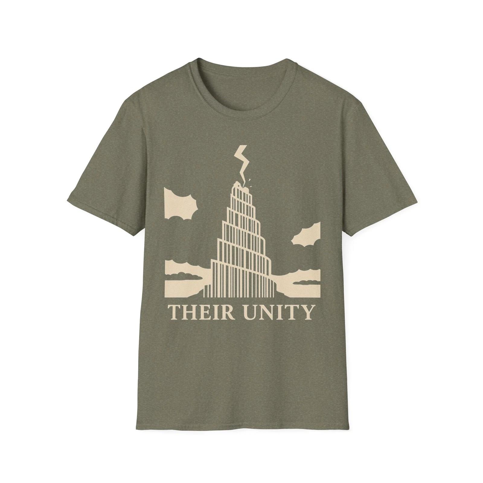 Their Unity, Tower of Babel Collapse, Globalism Critique, Symbolic Warning Tee 3XL