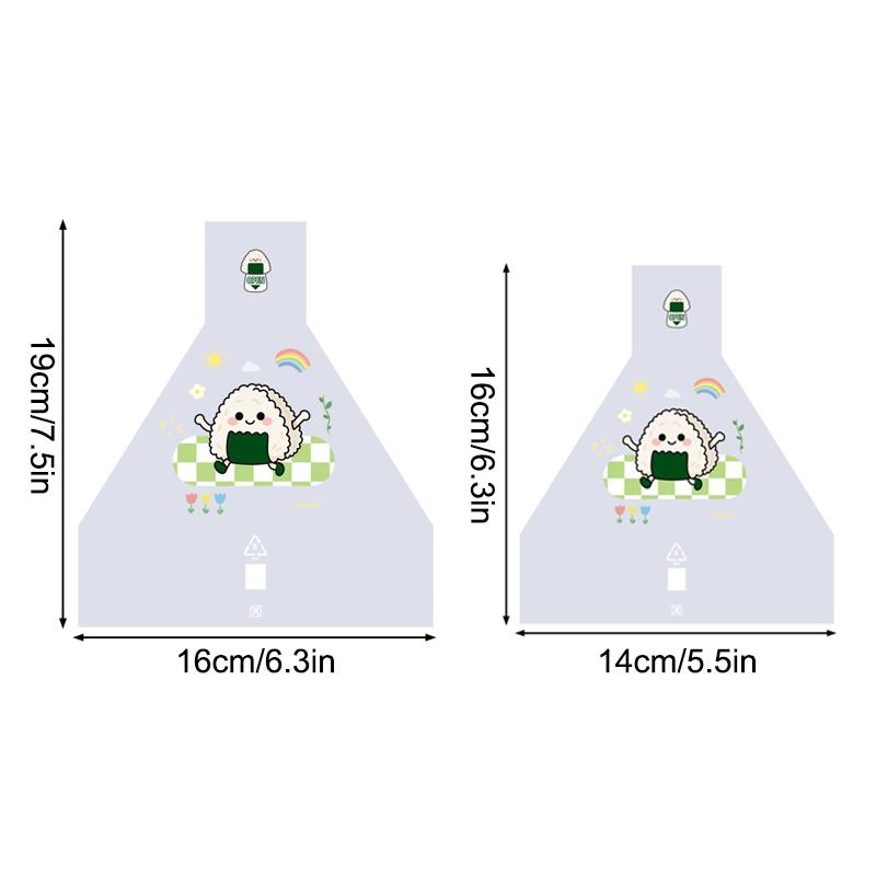 100Pcs Cute Cartoon Triangle Rice Ball Packing Bag Seaweed Sushi Mould Bag Sushi Bento Accessories Seaweed Rice Ball Sushi Bag