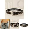 Fashion Leopard Print Pattern Rhinestone Metal Buckle Decoration Women Wide Belt For Streetwear Fashion