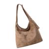 Fashionable Retro Shoulder Bag Roomy Interior Work Commute Suedes Handbag Wear Resistant Women Accessory  Khaki