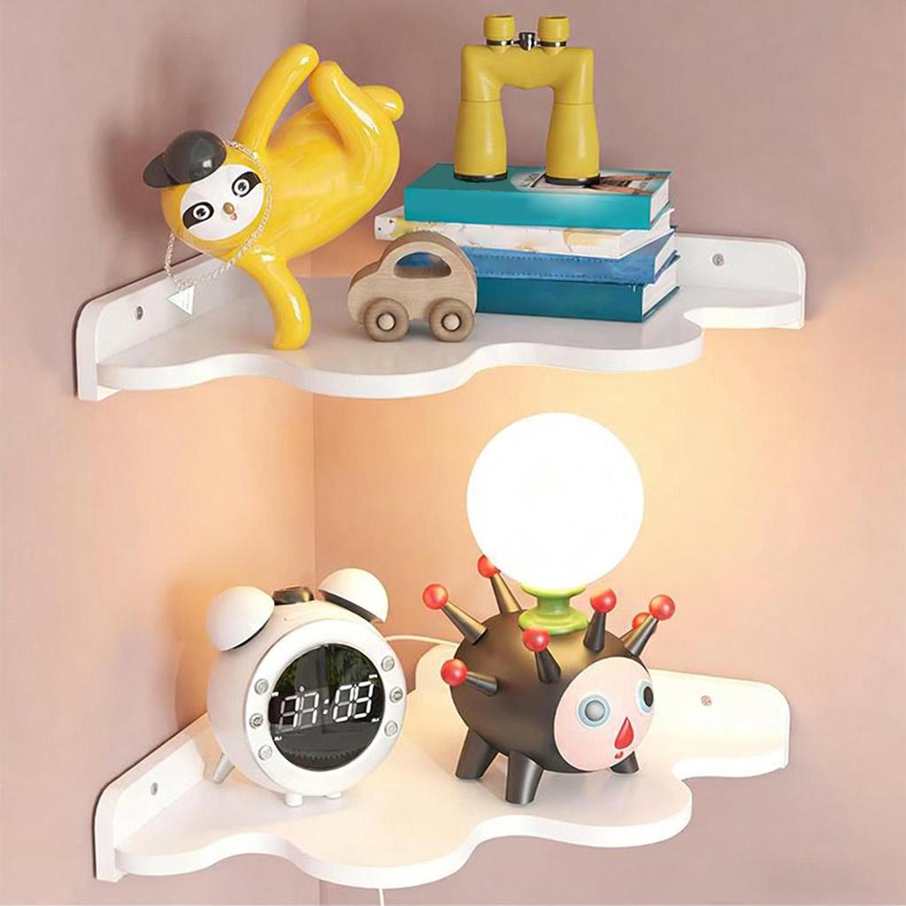 Cloud Floating Storage Rack Corner Floating Shelf 2 Pieces Wall Mounted Bookshelf For Bathroom Bedroom Living Room Kitchen