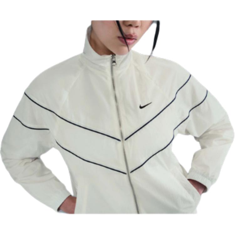 Nike Logo Stripe Zipper Loose Long Sleeve Jacket Women jackets Sail FV6305-135