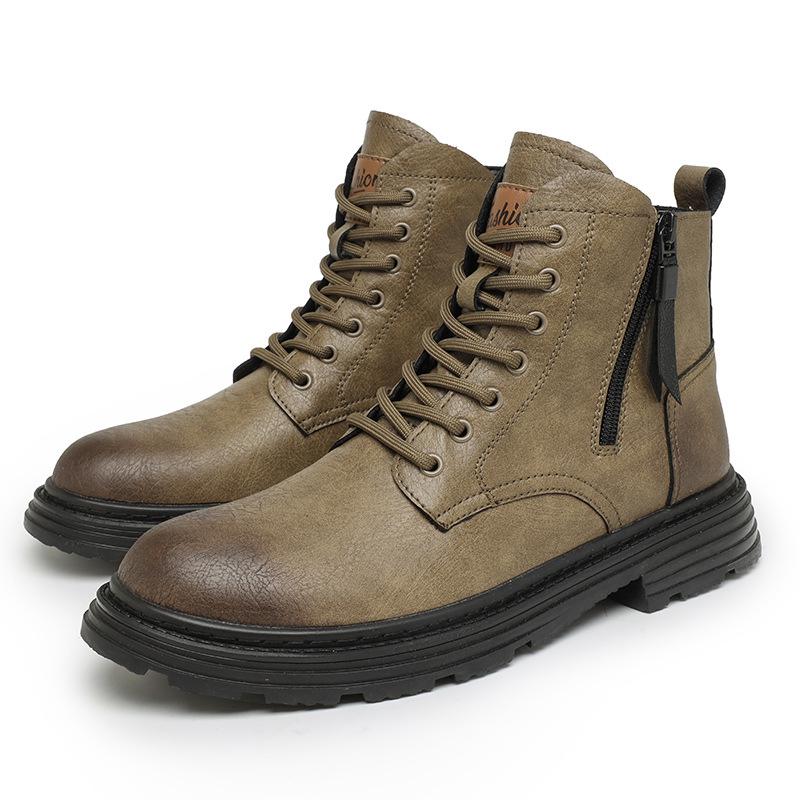 

Новые мужские зимние высокие британские рабочие ботинки средней высоты из натуральной кожи в стиле ретро с флисовой подкладкой 44