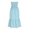 Strapless Dress For Women Color Summer Beach Boho Smocked Tube Top Long Dress
