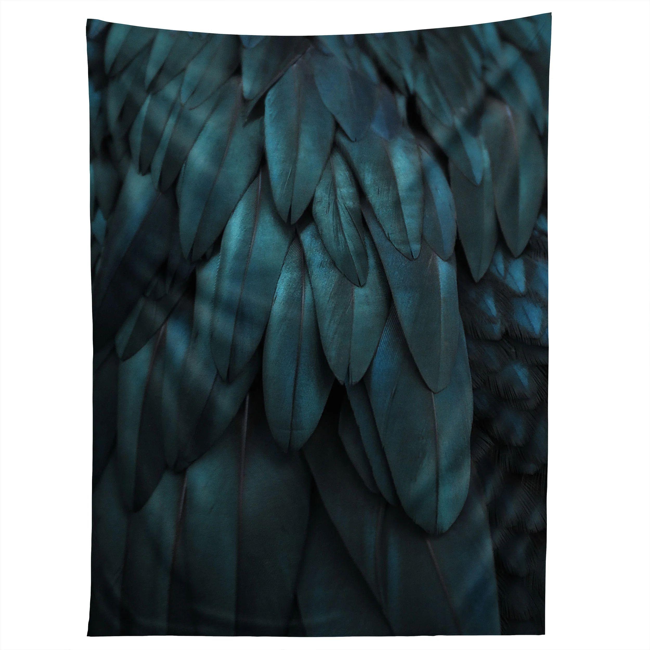 Tapestry, 1 piece, dark turquoise feathers 75x100 чёрный