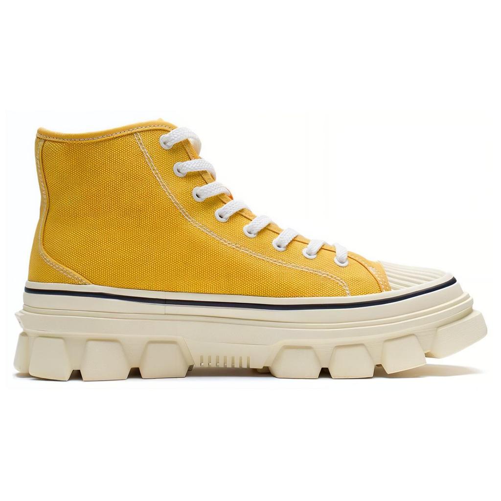 Li Ning CF Tracing Slip Resistant Abrasion Resistant Support High top Sports Casual Shoes Unisex Yellow AGCS206-7