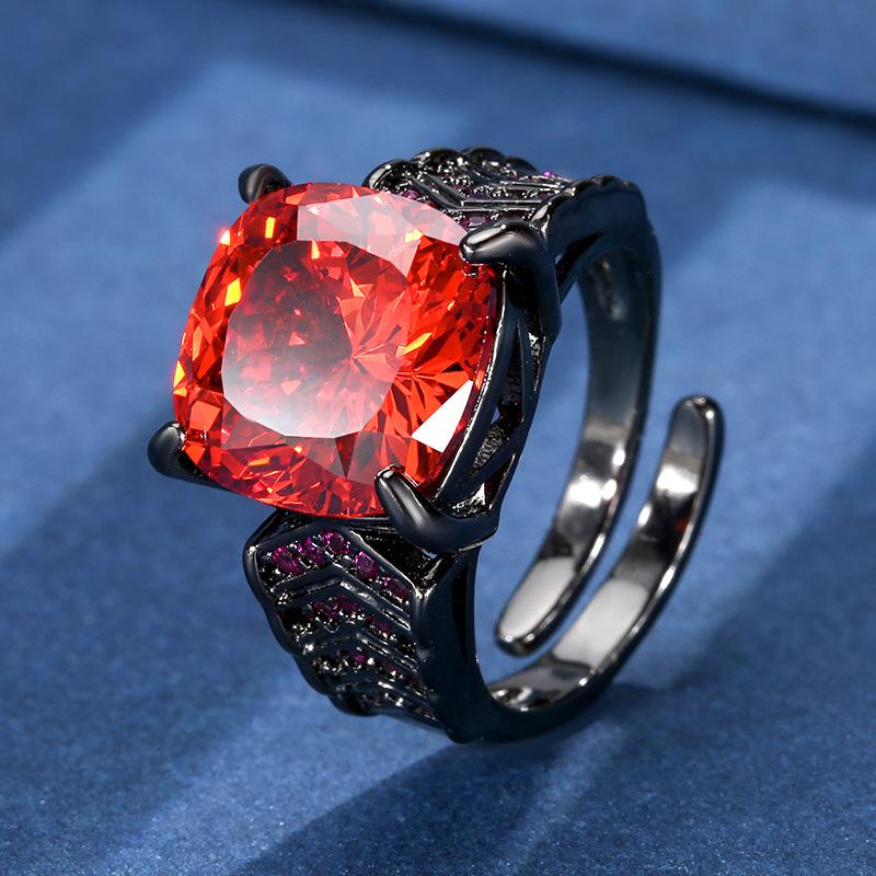 

Jewelry Copper Bottom Gold-Plated Simulation Orange-Red Blue Temperament Light Luxury Set Main Stone 14-12M