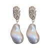 Silver Needle Geometric Pearl Earrings: Chic, Versatile Design for Women