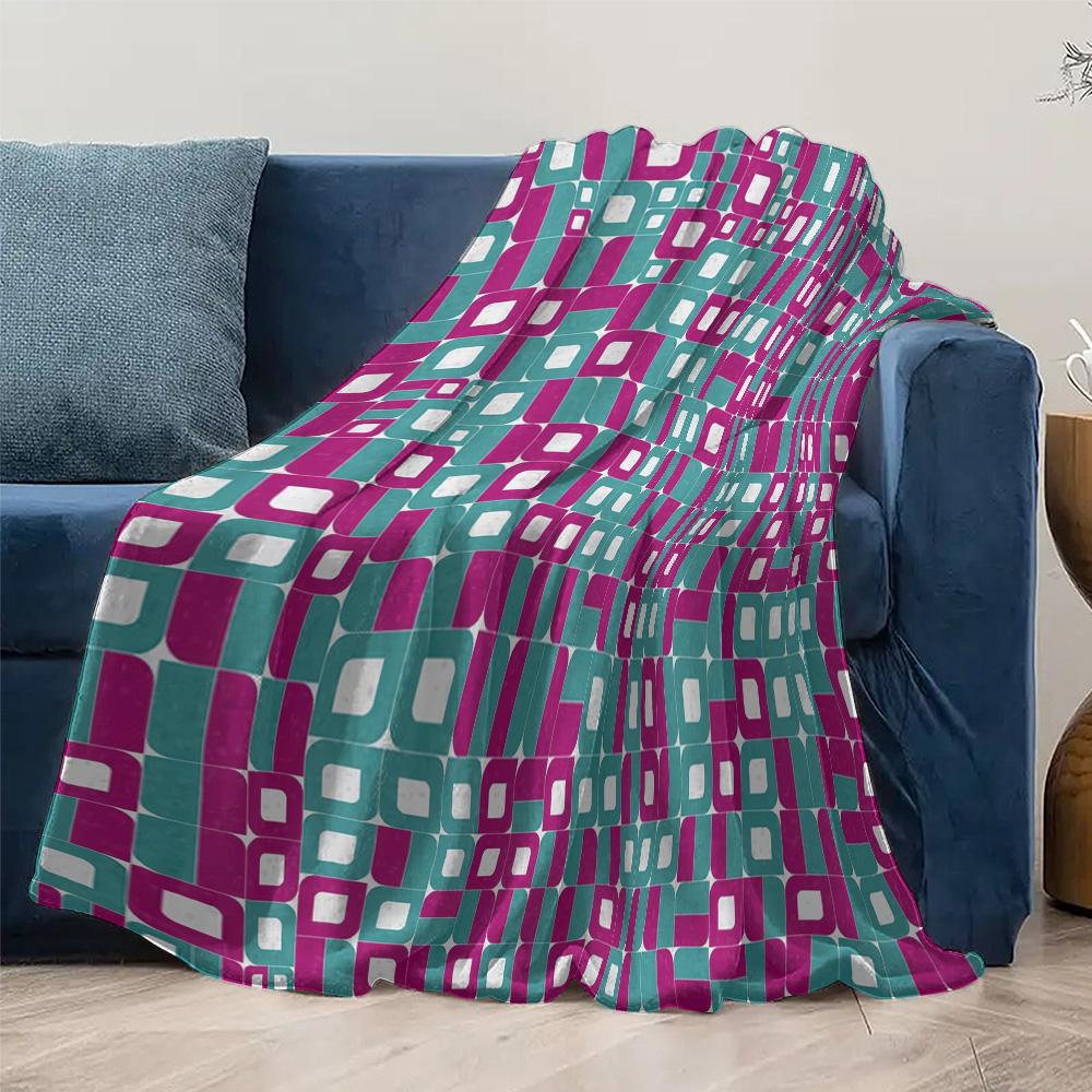 Lebendige geometrische Musterdecke für Sofa Bett Reise Camping Wohnzimmer Büro Klimaanlagendecke für alle Jahreszeiten Geschenke