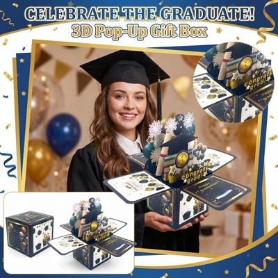 3D Pop Up Graduation Card Pop Up Box Card Handmade Laser Cut Greeting Card for Teacher and Classmates Graduation Party Celebration Decoration