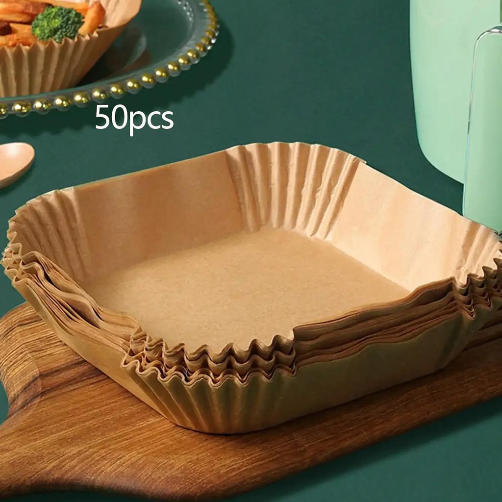 50/100/200pcs- Non stick air fryer with square circular paper lining for baking, baking, and microwave cooking