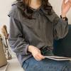 Fashion Women Casual  Striped Ladies Long  Sleeve Ruffles Loose Tops