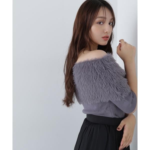 Natural Beauty Basics Shaggy Knit Sweater for Women Off-the-Shoulder