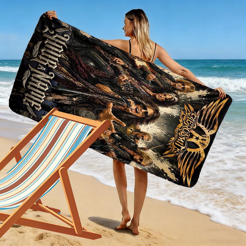 Name Custom Band Poster Aerosmith Print Beach Towel, Large Soft Quick Dry Towel for Beach Camping Swimming