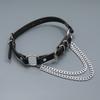 Platinum Plated Link Chain PU Leather Choker Women's High Quality Sexy Punk Goth Jewelry Club Buckle