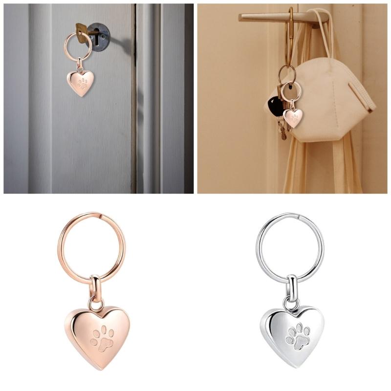Heart Shape Keychain Multifunctional Fashion Accessory Key Ornament Stainless Steel Texture Present for Women and Couple