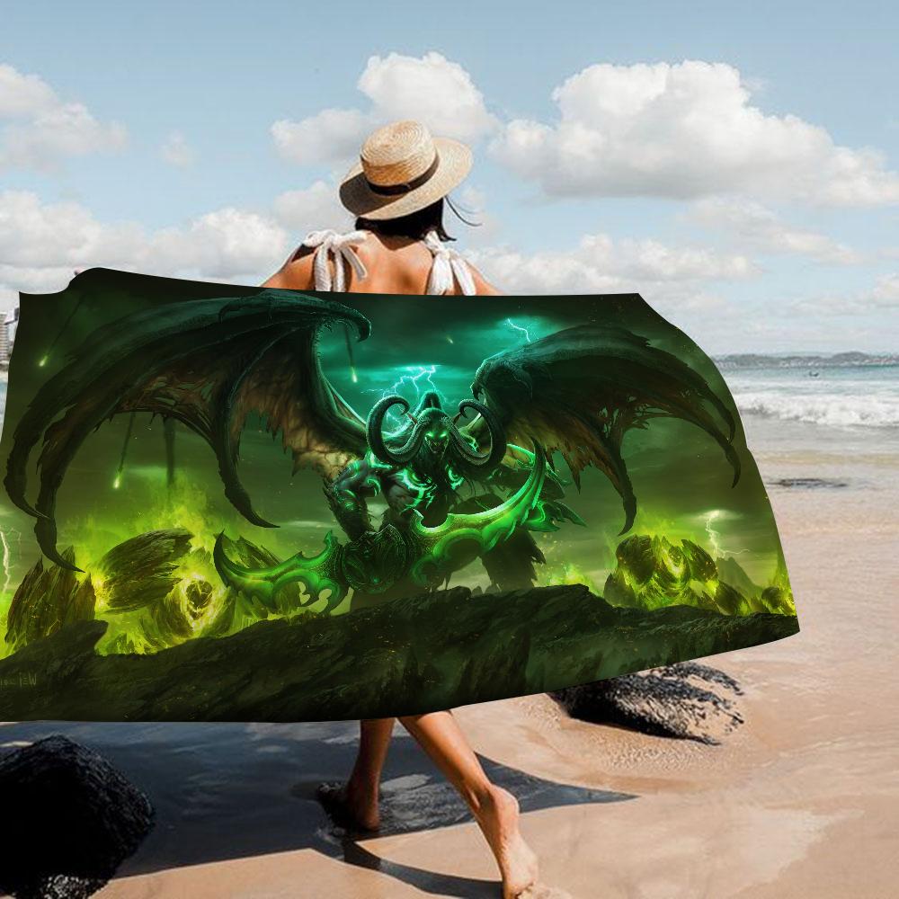 

W-World Of W-Warcraft Beach Towel Cartoon Cute Summer Kids Large Bath Pool Beach Towel Microfiber Absorbent For Swimming Travel W30*H60(CM)