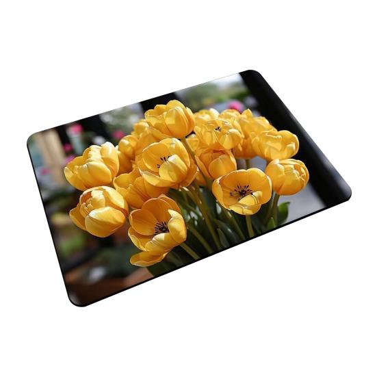 3D Visual Flower Diatom Mud Floor Rug Realistic Floral Doormat Anti-Slip Absorbent Mat for Bedroom Kitchen Bathroom Sofa Coffee Table