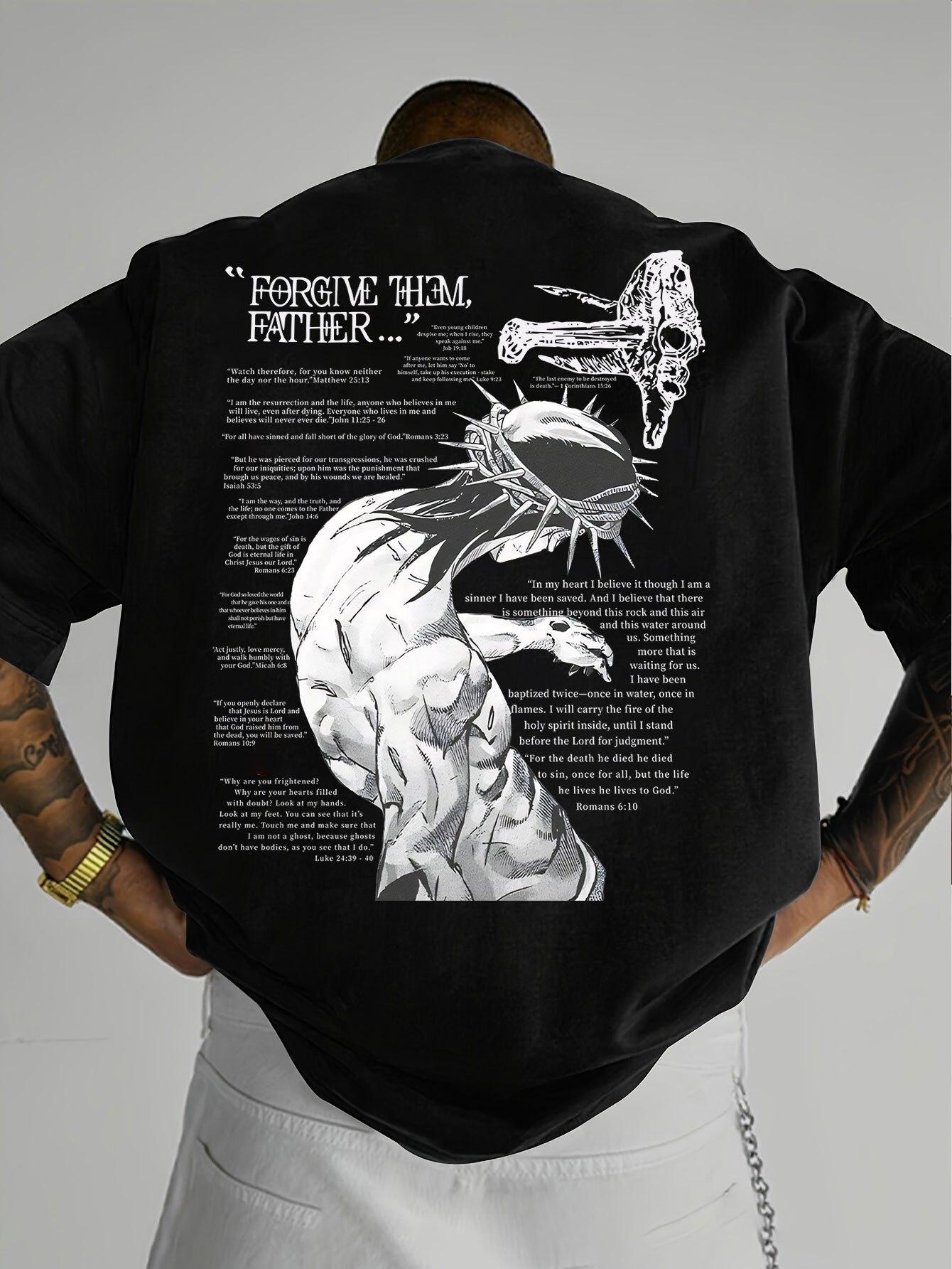 Summer Letter Graphic Print T-Shirt with a Cool Hip-Hop Style XL