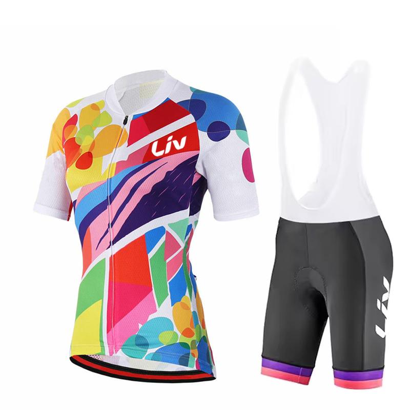LIV Summer Women's Cycling bib sponge pad ycling sportswear short sleeved cycling jersey quick drying cycling set