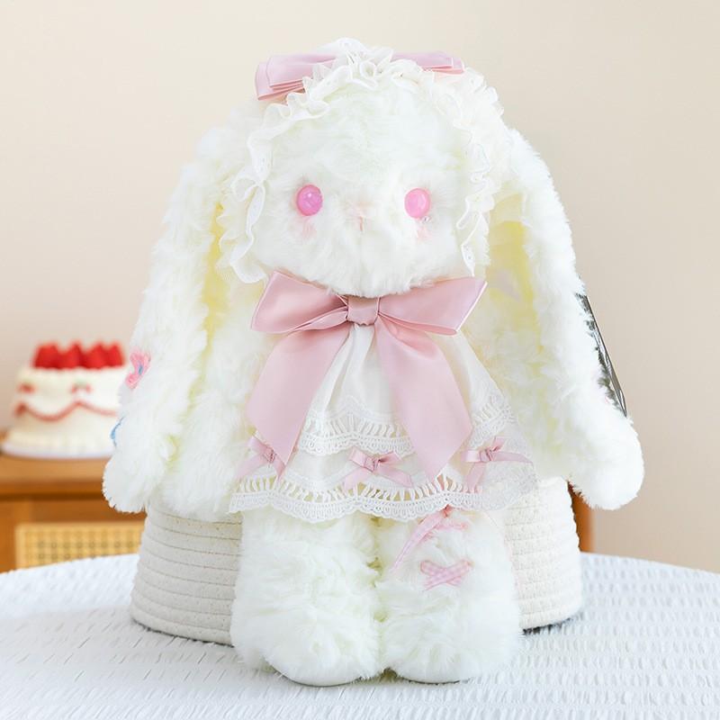 40cm Plush Bunny With Bowknot Design Soft Stuffed Animal Toy Teens Adults Gift Pillow Backpack