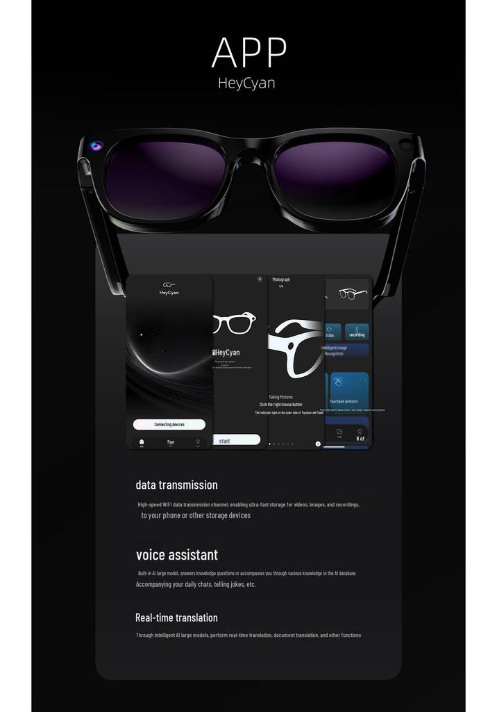 G600 Smart Glasses: AI-Powered 800W HD Camera with Video Recording, Voice Calls, and Translation Abilities.