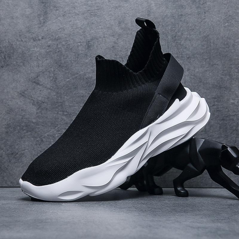 Flying Shoes Men's Shoes Summer Low-top Breathable Knitted Casual Shoes Free Socks Trendy Shoes Mesh Shoes Youth Spot