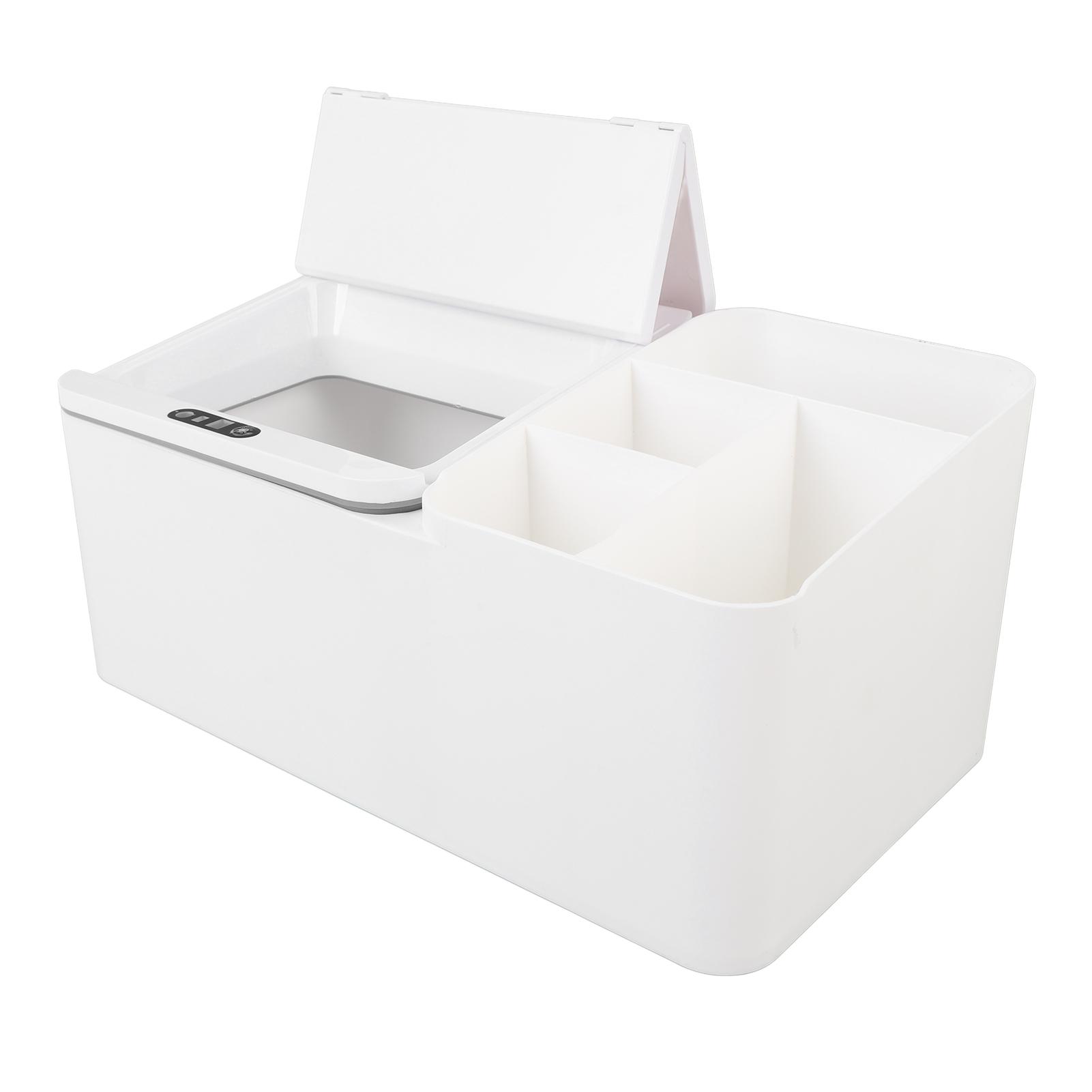 Intelligent Induction Desktop Storage Box Multiple Grid White Storage Box Desktop Organizer for Cosmetics Office