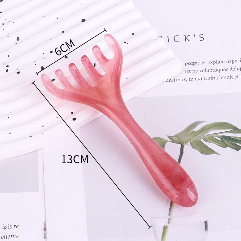 Natural Resin Antler Massage Comb with Six-Claw Design for Acupoint Gua Sha and Head Massage