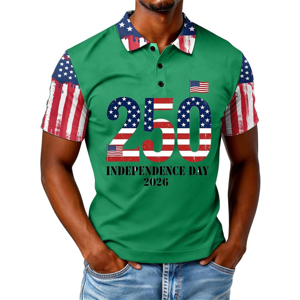 Men's Loose And Casual Flag Letter Print T-shirt Short-sleeved Top
