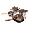 Stainless Steel Cookware Set Wooden Handle Multifunctional Kitchen Cooking Set for Steaming Boiling Making Soup