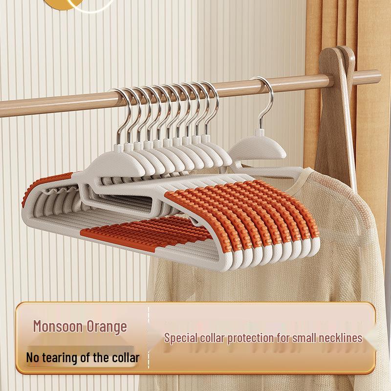 Dual-Position Non-Slip Collar-Protecting Plastic Drying Rack and Clothes Hanger for Home & Dorm Storage