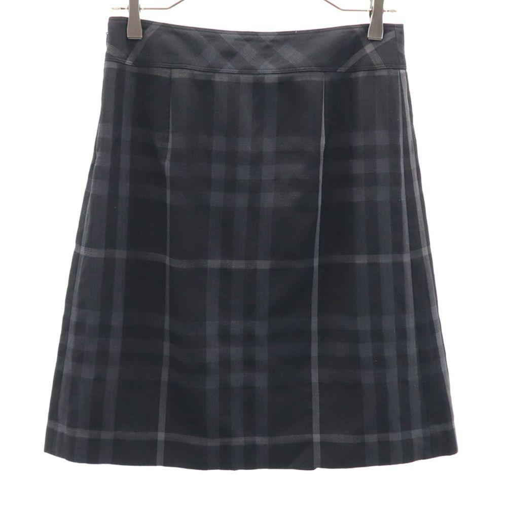 Burberry Sanyo Shokai Made In Japan Wool Check Pattern Midi Length Tack Skirt Women Used