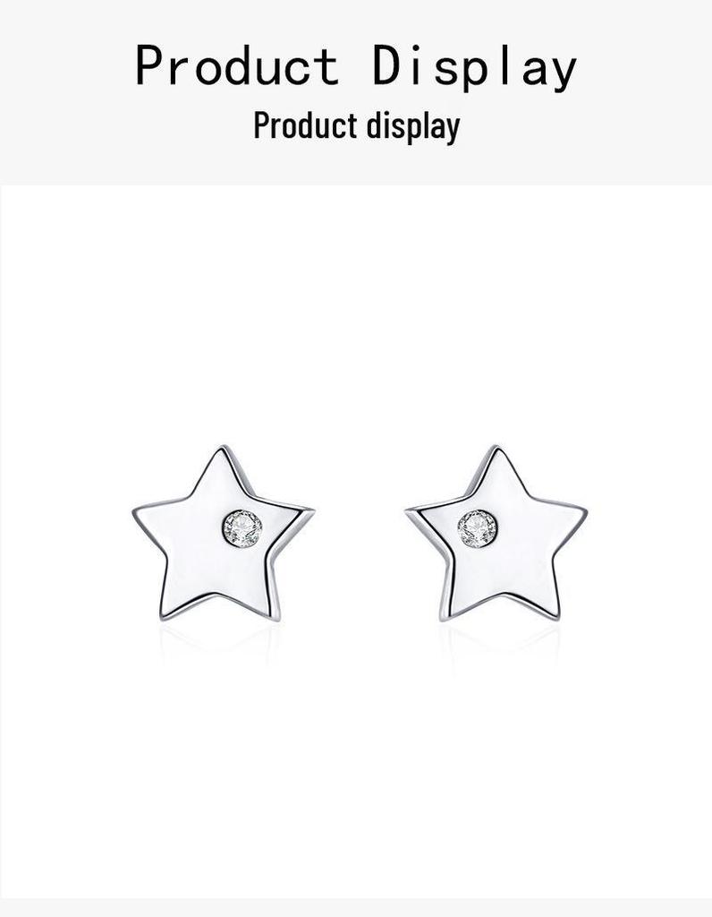 925 Sterling Silver Five-Pointed Star Stud Earrings: Women's Classic and Elegant Fashion Jewelry