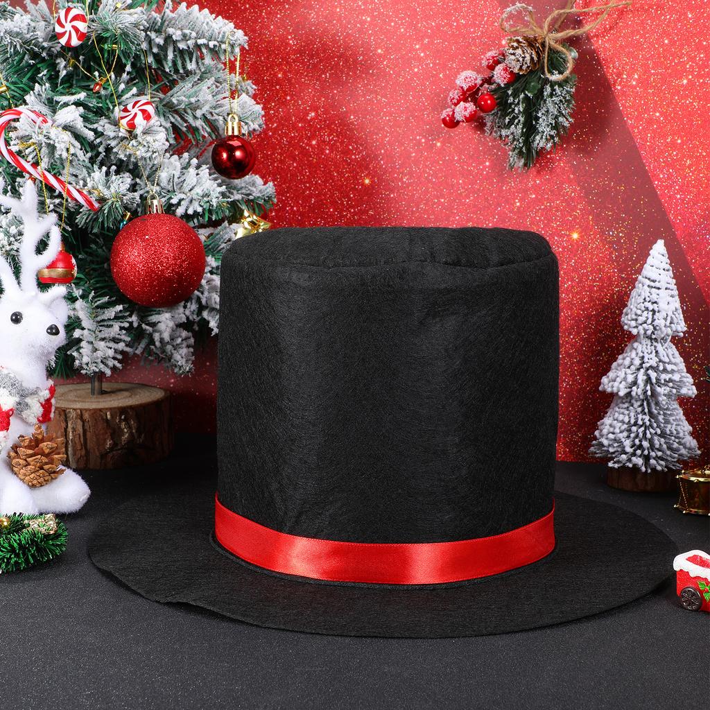 1pc Snowman Hat Diy Christmas Decoration Fabric Cap Holiday Winter Party Outdoor Festive Decor Craft Gift Magician Style