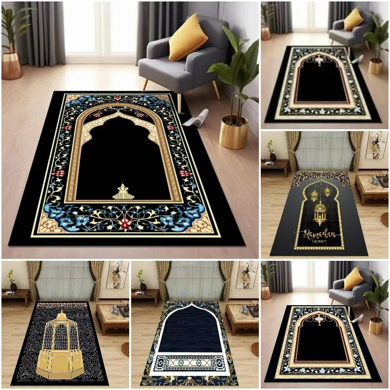 Authentic Ethnic Muslim Prayer Rug Living Room Decor Anti-slip Carpets Bedroom Soft Rug Entrance Doormat Cultural Muslim Carpet