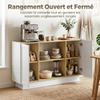 Kitchen Buffet, 2-Door, 133 x 35 x 79.7 cm, Natural Wood and White